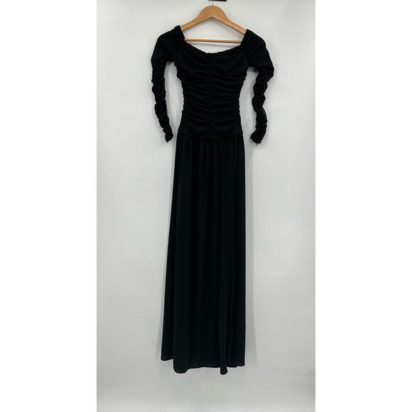 Tanya Taylor ​Marla Ruched Maxi Fit and Flare Dress in Black Size 0 NWT - Picture 3 of 9